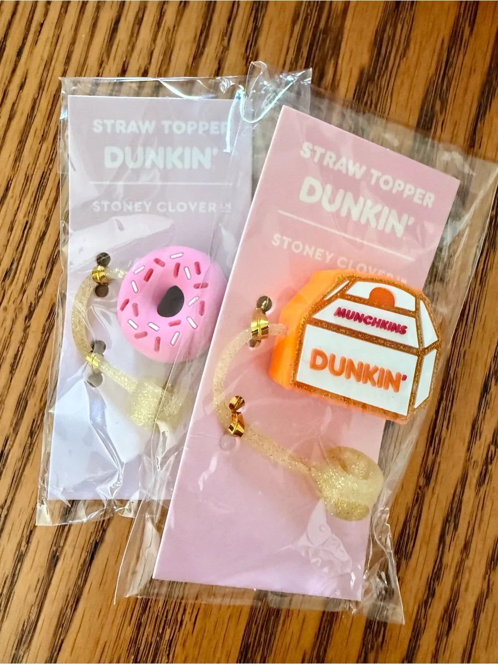 STONEY CLOVER LANE X DUNKIN Straw Toppers - Pink & Orange